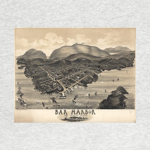 Vintage Pictorial Map of Bar Harbor (1886) by Bravuramedia
